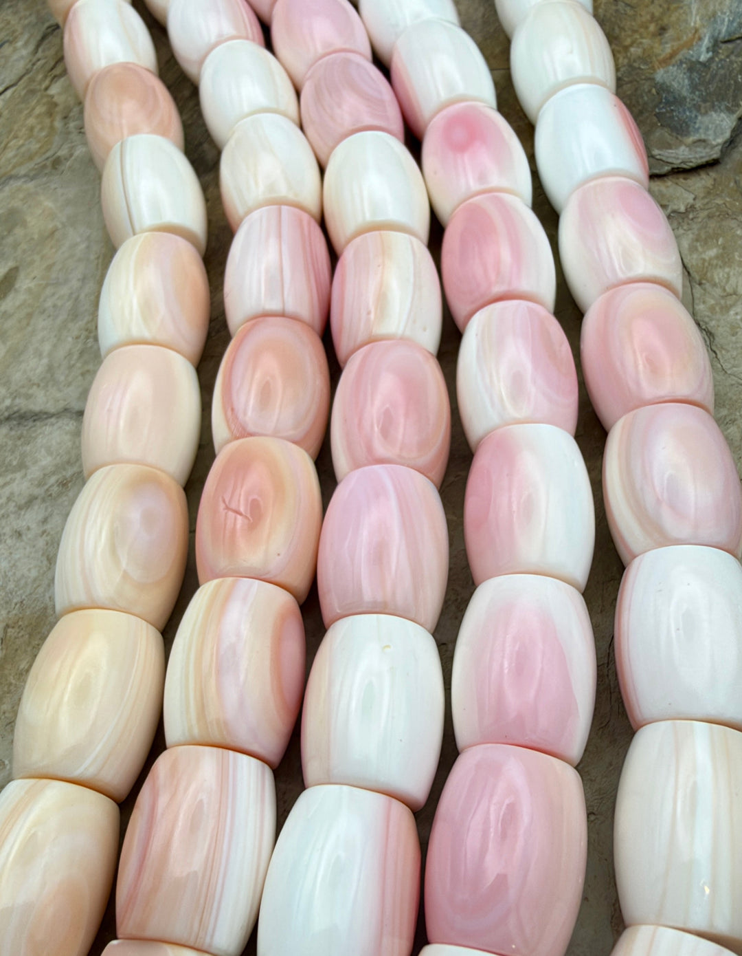 Natural Pink Queen Conch Shell BIG Barrel Beads 13x17mm