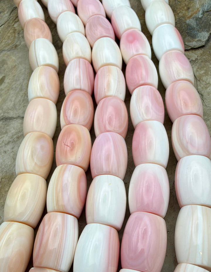 Natural Pink Queen Conch Shell BIG Barrel Beads 13x17mm
