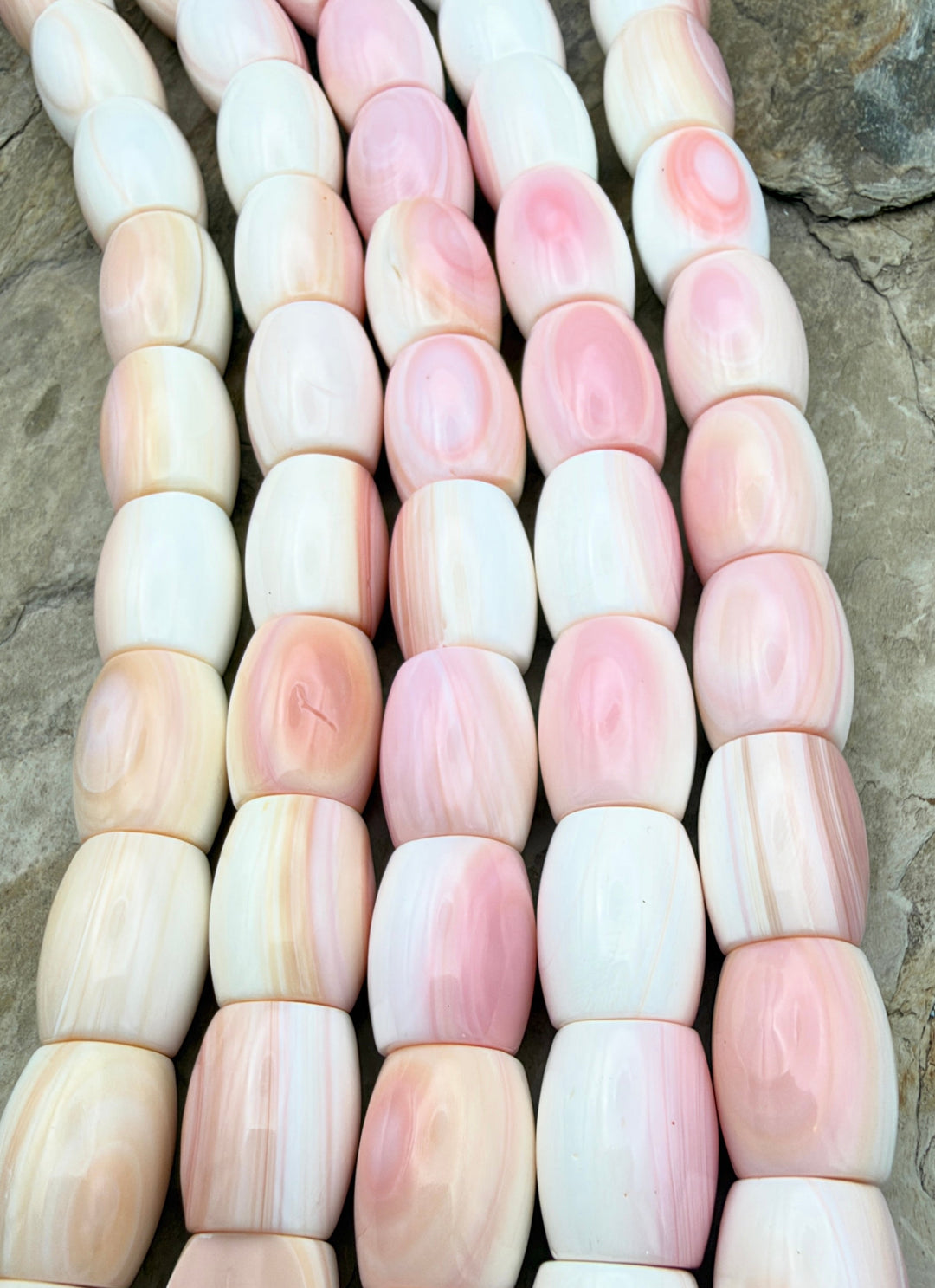 Natural Pink Queen Conch Shell BIG Barrel Beads 13x17mm