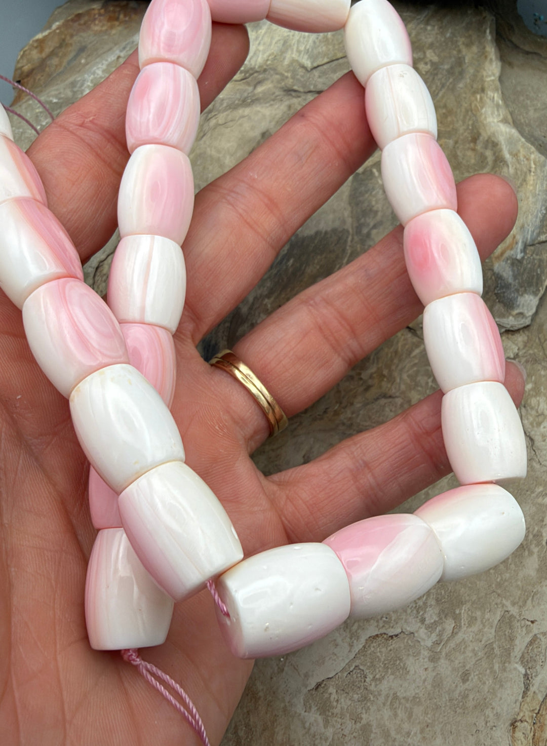 Natural Pink Queen Conch Shell BIG Barrel Beads 13x17mm