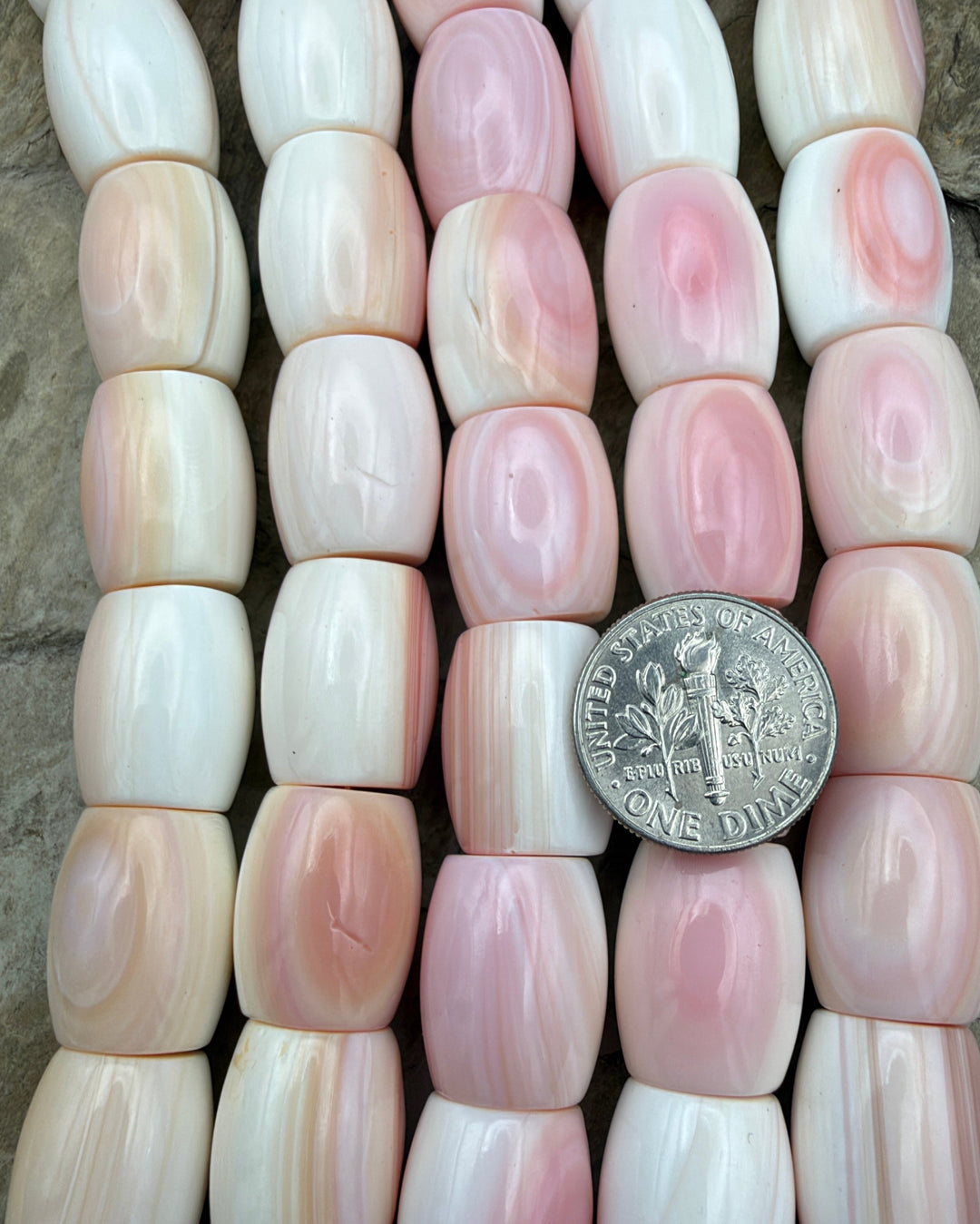 Natural Pink Queen Conch Shell BIG Barrel Beads 13x17mm
