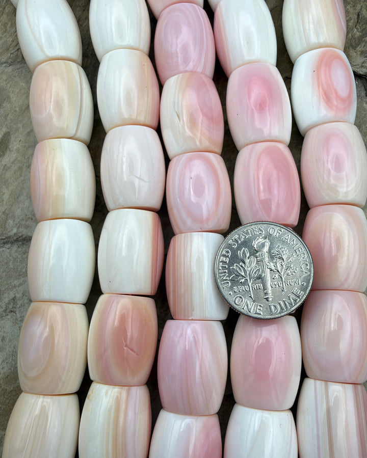 Natural Pink Queen Conch Shell BIG Barrel Beads 13x17mm