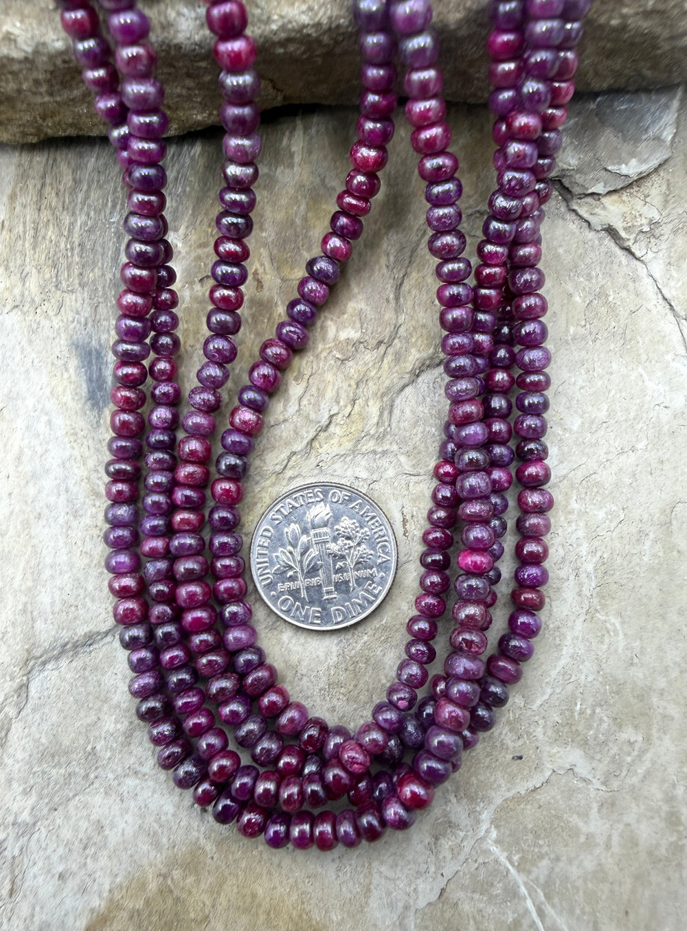 Natural Ruby 4mm Rondelle Beads 15 Inch Strand - Ruby