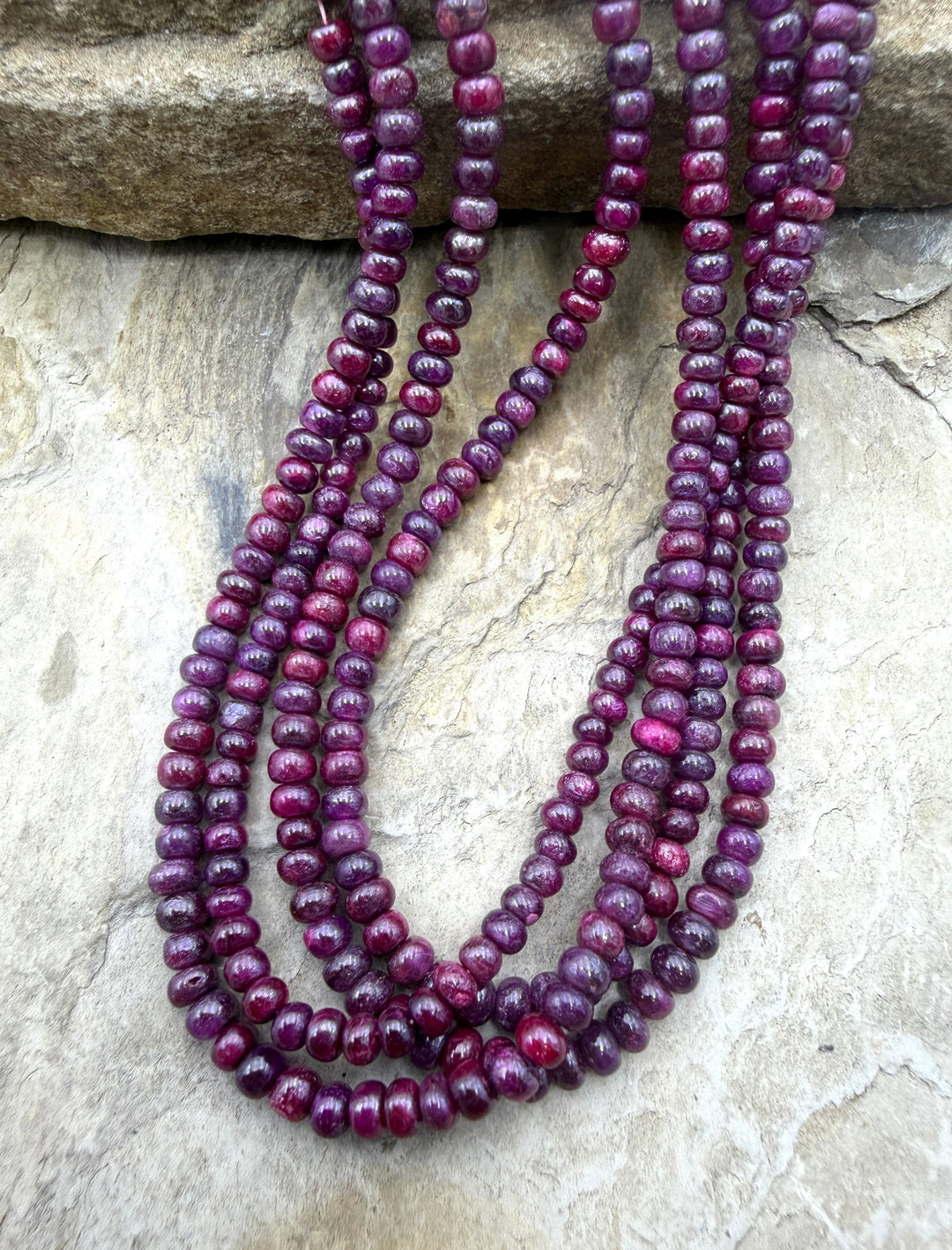 Natural Ruby 4mm Rondelle Beads 15 Inch Strand - Ruby
