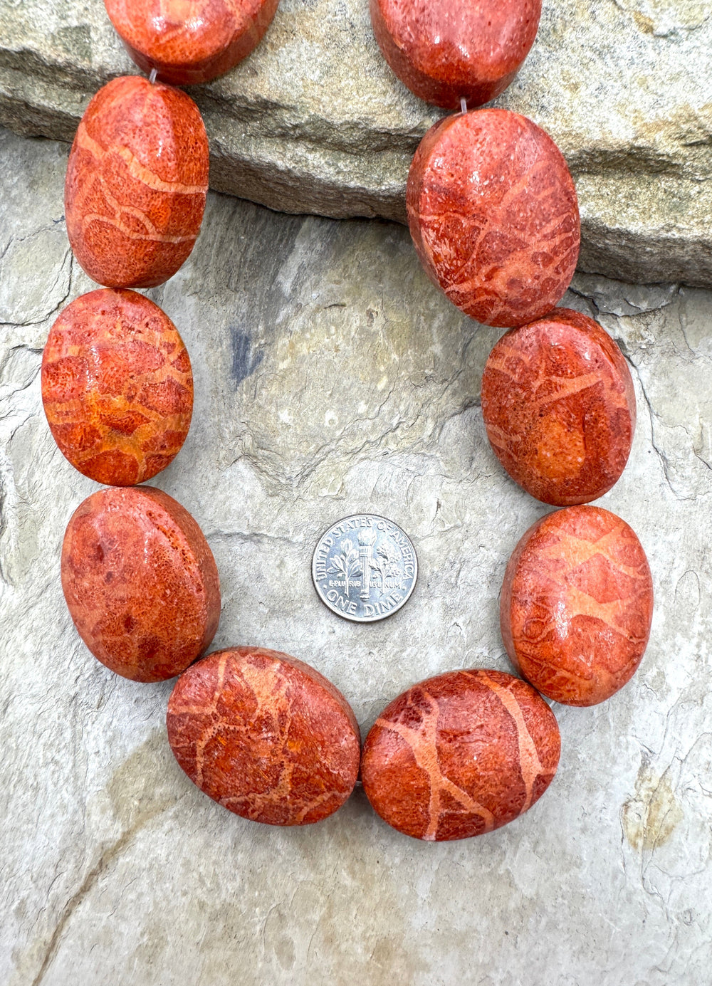 Natural Sponge Coral BIG 22x30x14mm Oval Bead Strand 16