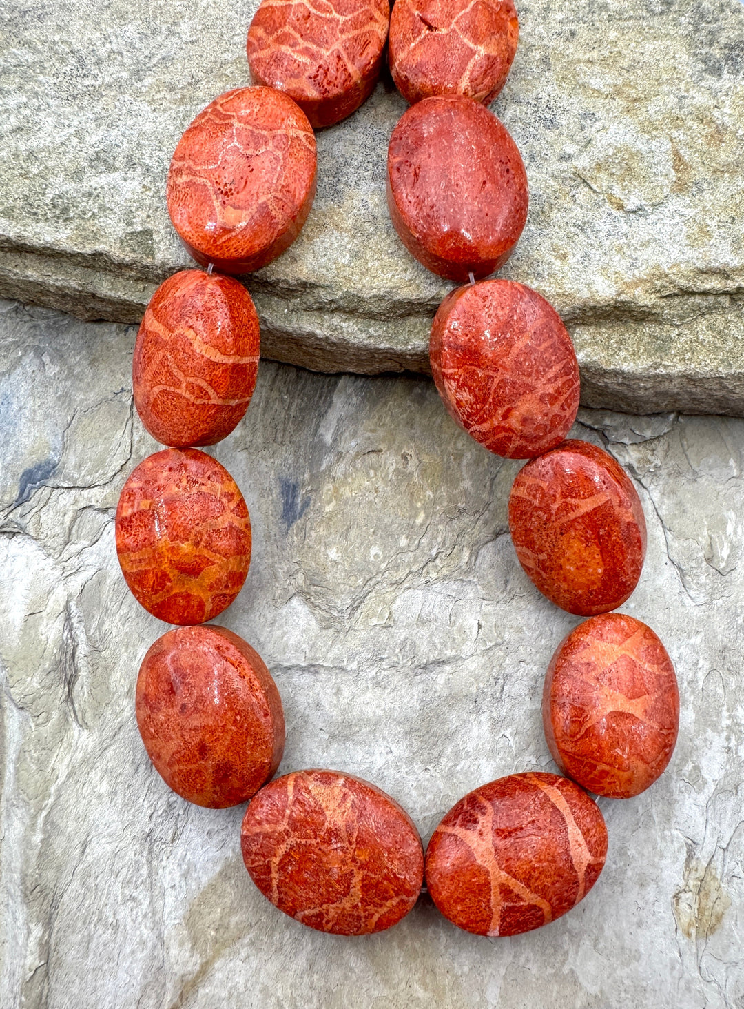 Natural Sponge Coral BIG 22x30x14mm Oval Bead Strand 16