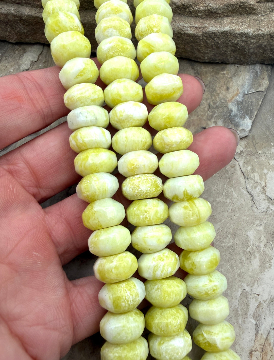 Natural Yellow Jade Big Faceted Rondelle Beads 13mm 16 inch
