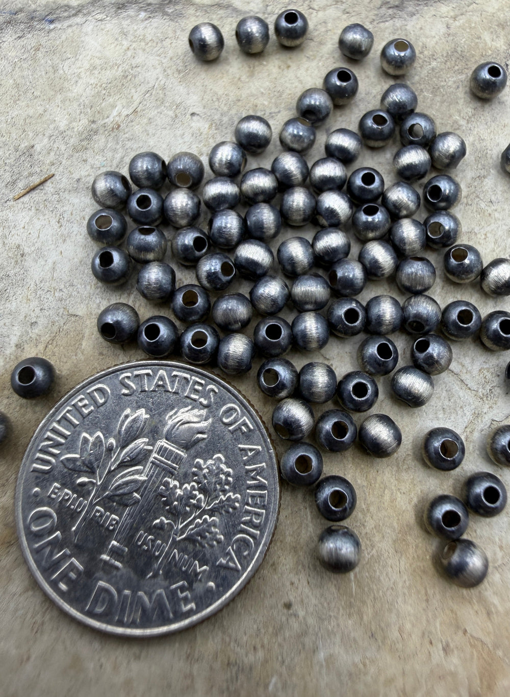 Navajo Style Pearls Sterling Silver 3mm Round Beads (PKG