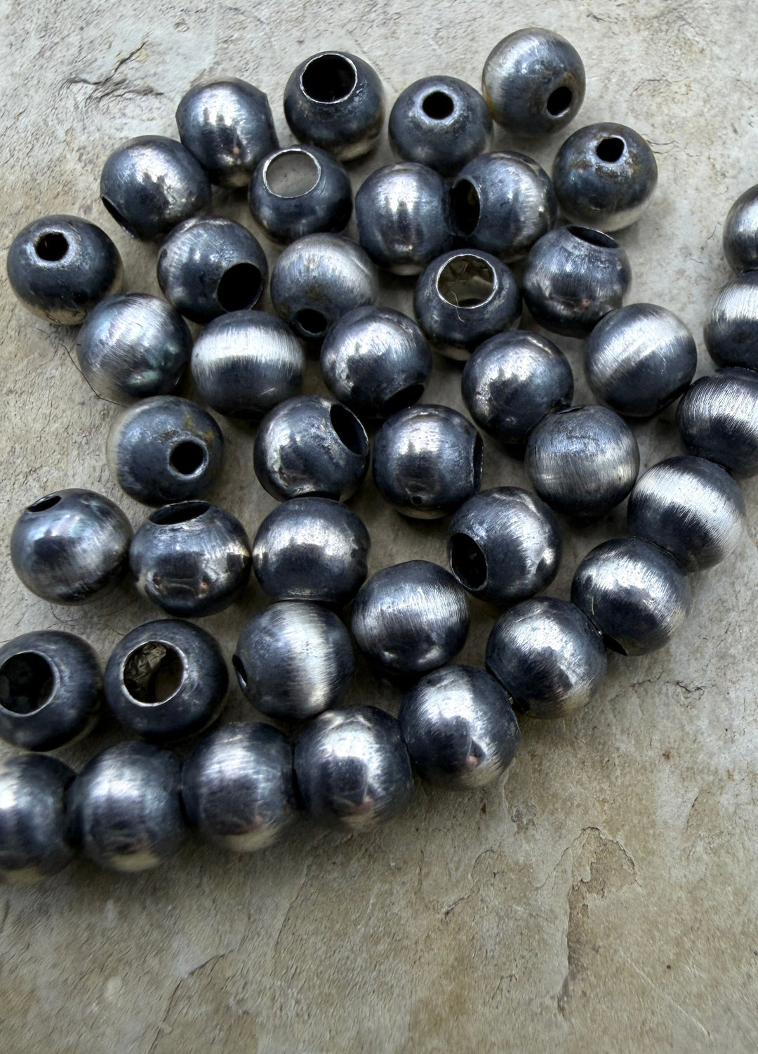 Navajo Style Pearls Sterling Silver 4mm Round Beads (PKG