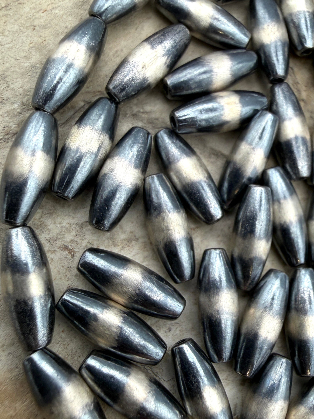 Navajo Style Pearls Sterling Silver 4x10mm Rice Beads