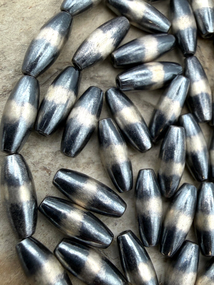 Navajo Style Pearls Sterling Silver 4x10mm Rice Beads