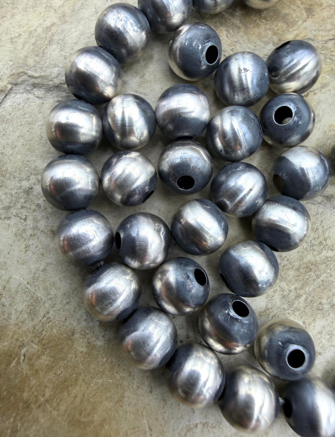 Navajo Style Pearls Sterling Silver 6mm Round Beads Package
