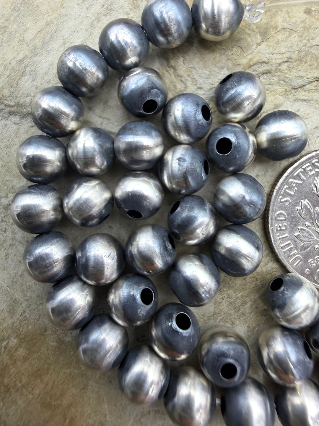 Navajo Style Pearls Sterling Silver 6mm Round Beads Package
