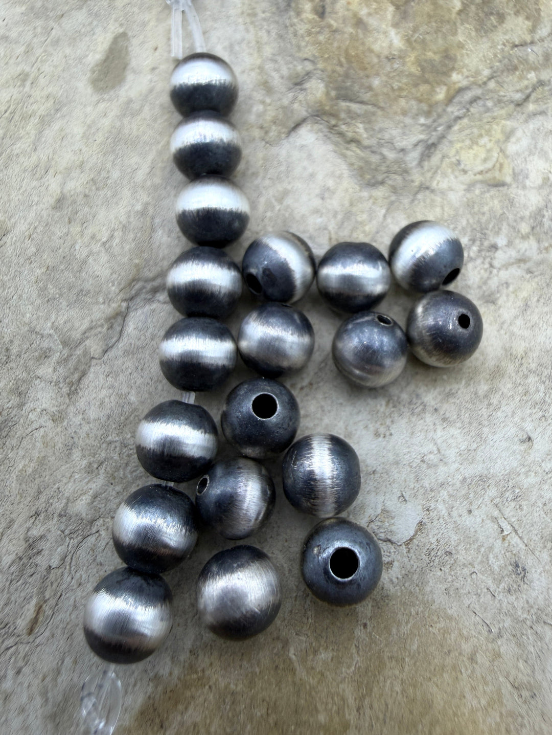 Navajo Style Pearls Sterling Silver 6mm Round Beads (PKG