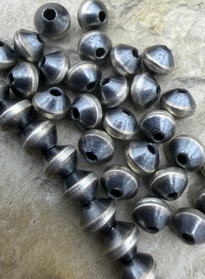 Navajo Style Pearls Sterling Silver 6mm Thick Saucer Beads