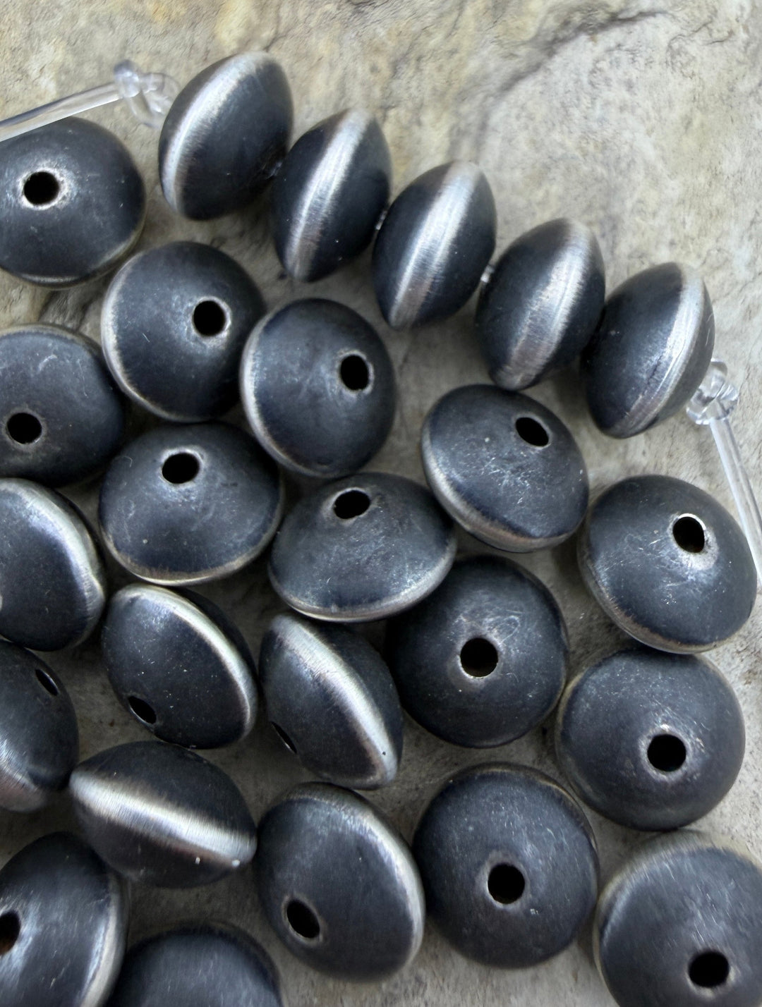 Navajo Style Pearls Sterling Silver 8mm Saucer Beads (PKG