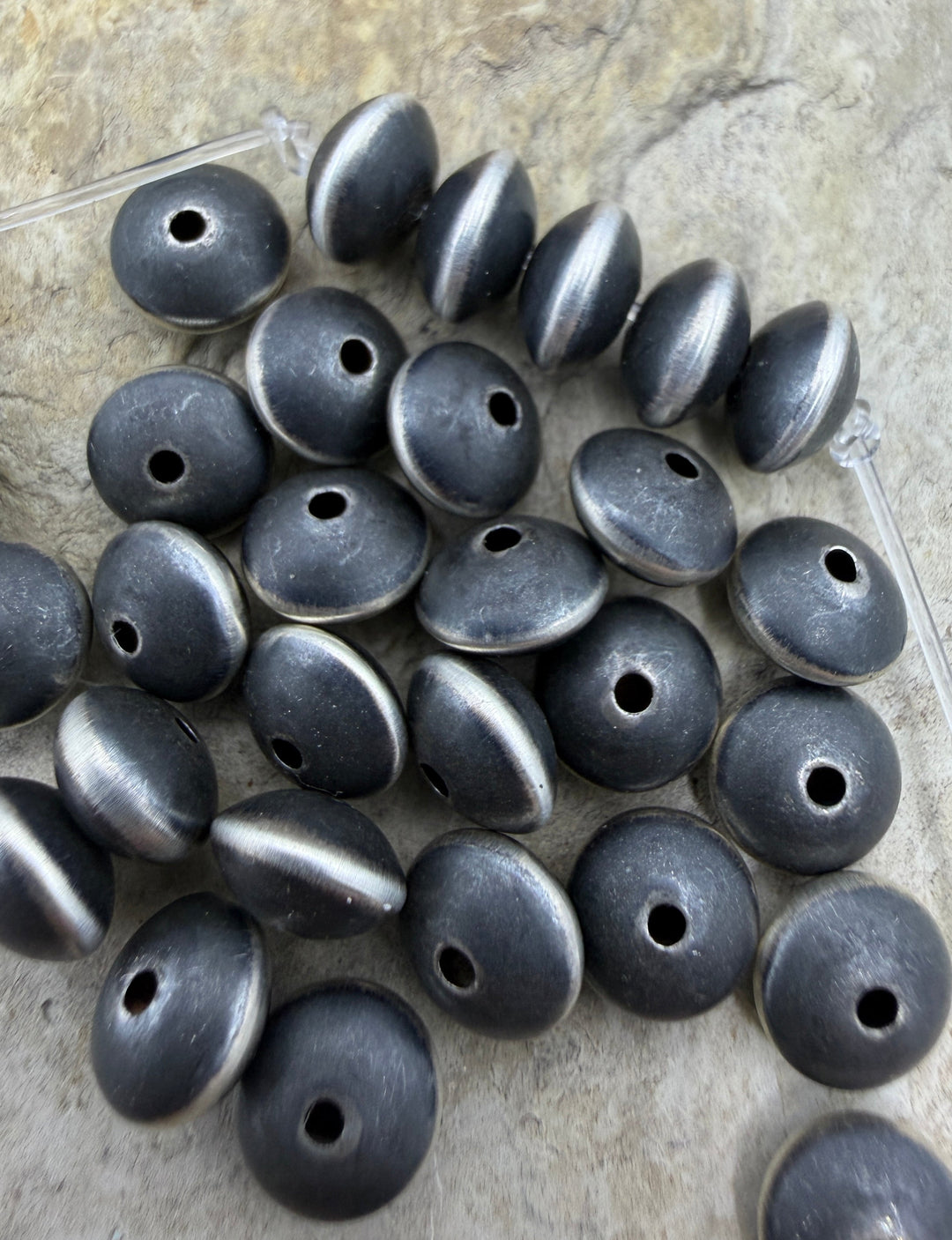 Navajo Style Pearls Sterling Silver 8mm Saucer Beads (PKG