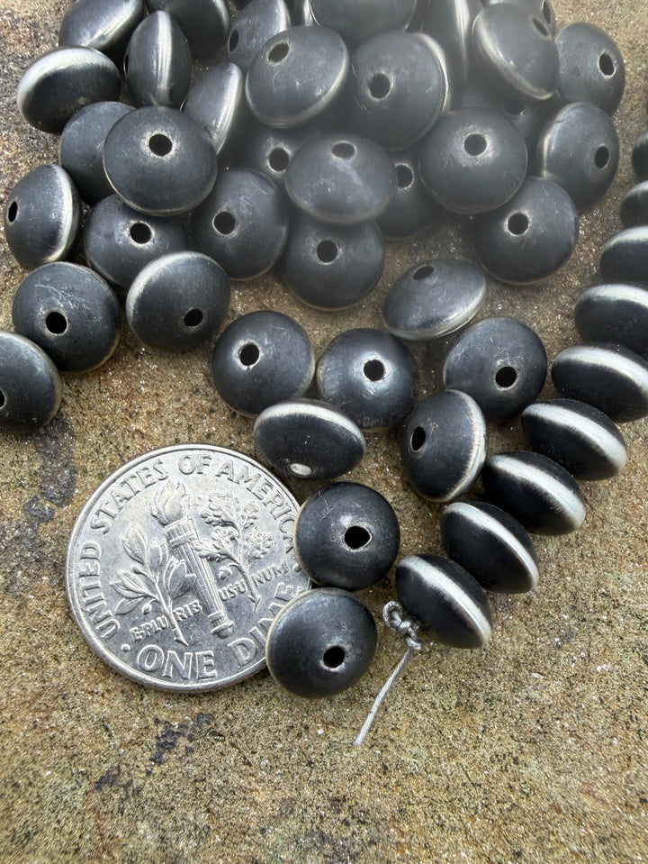 Navajo Style Pearls Sterling Silver 8mm Saucer Beads (PKG