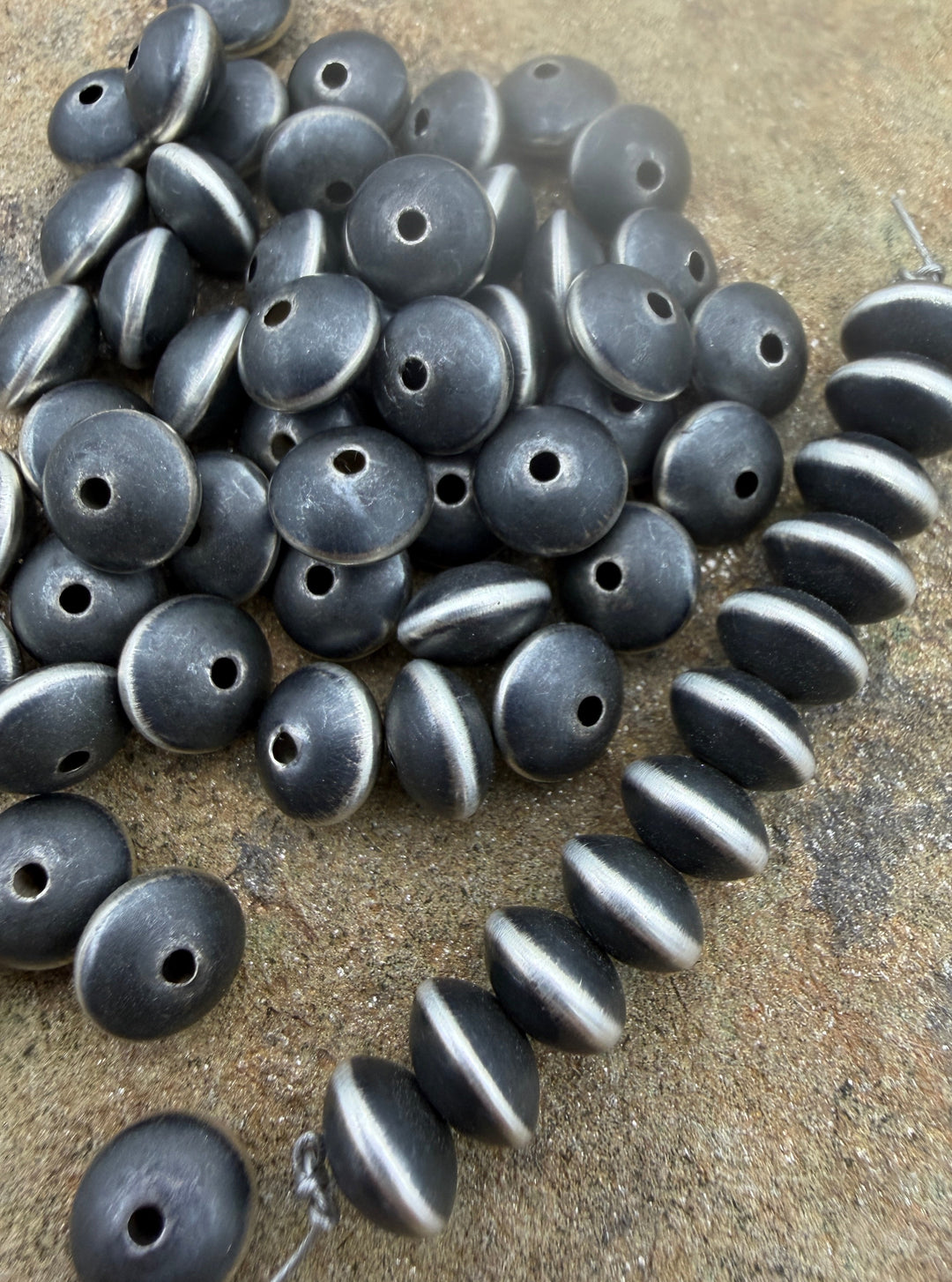 Navajo Style Pearls Sterling Silver 8mm Saucer Beads (PKG