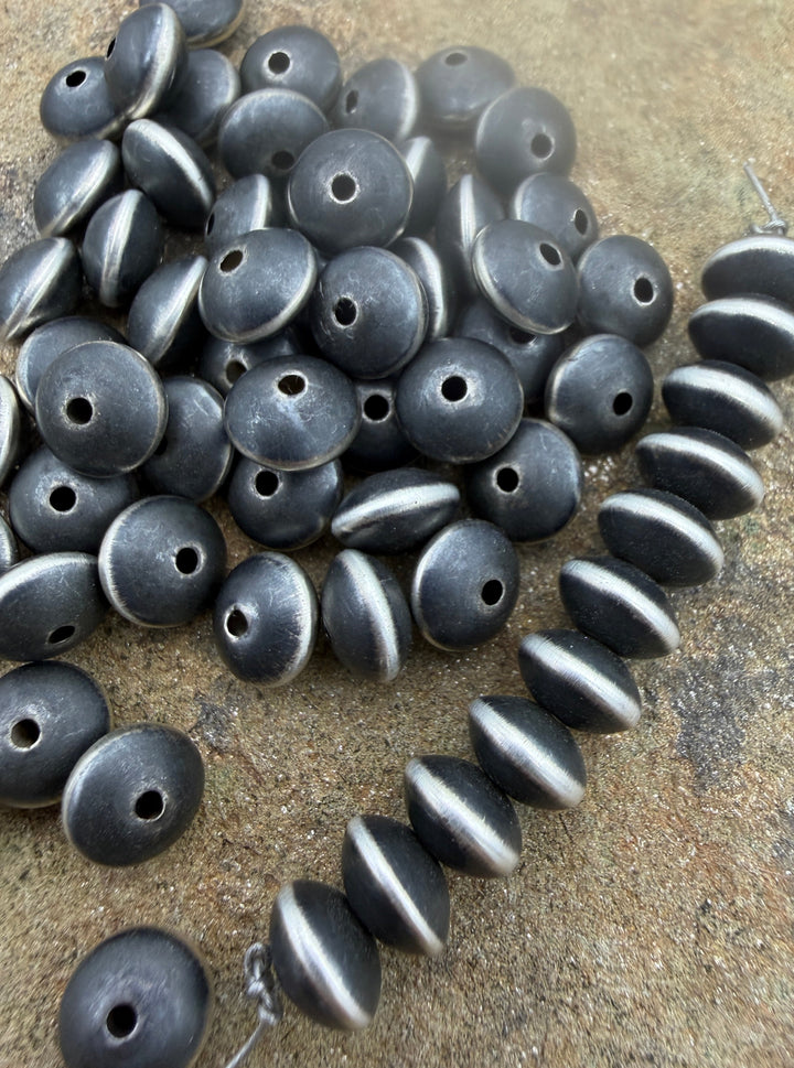 Navajo Style Pearls Sterling Silver 8mm Saucer Beads (PKG