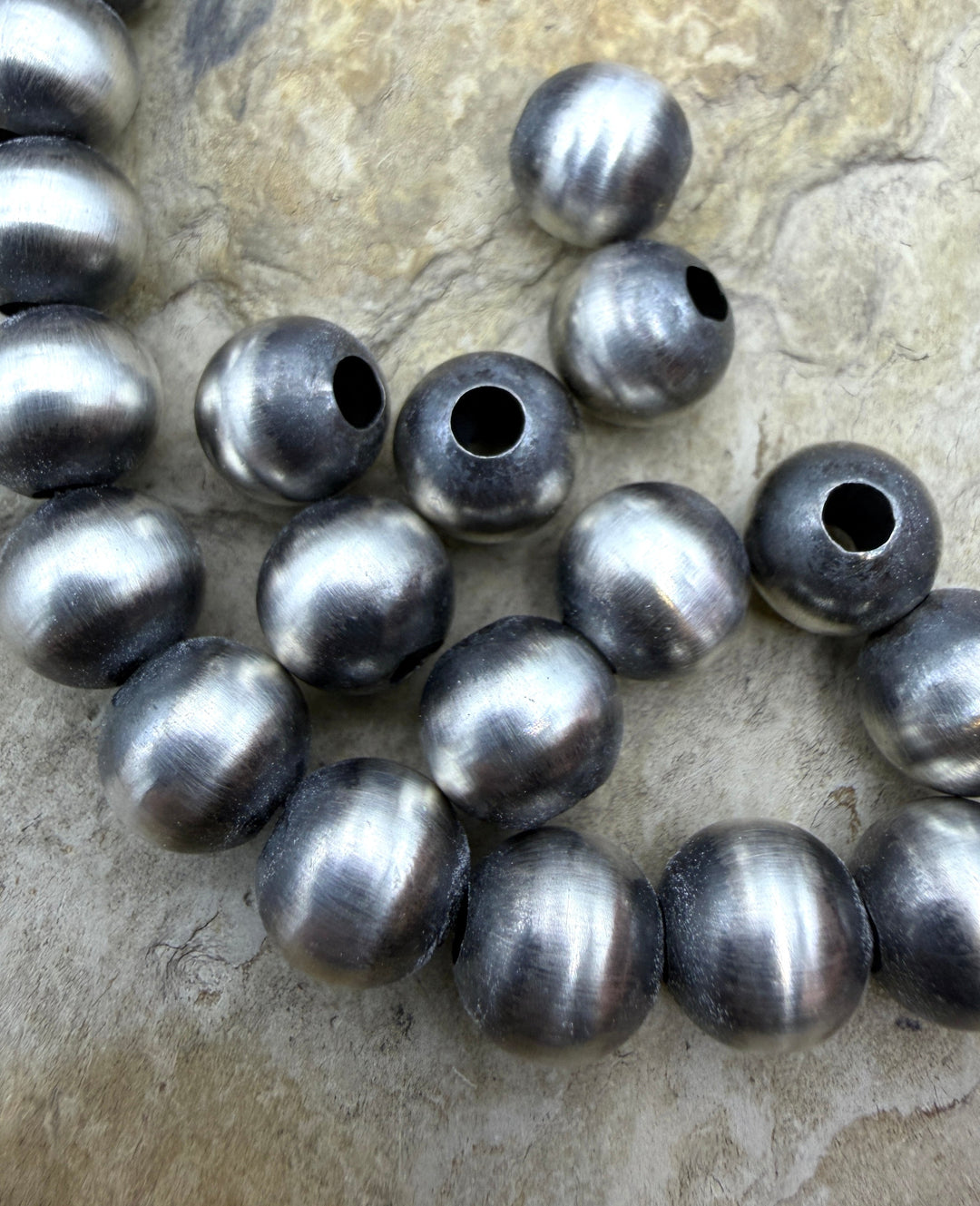 Navajo Style Pearls Sterling Silver BIG 10mm Round Beads