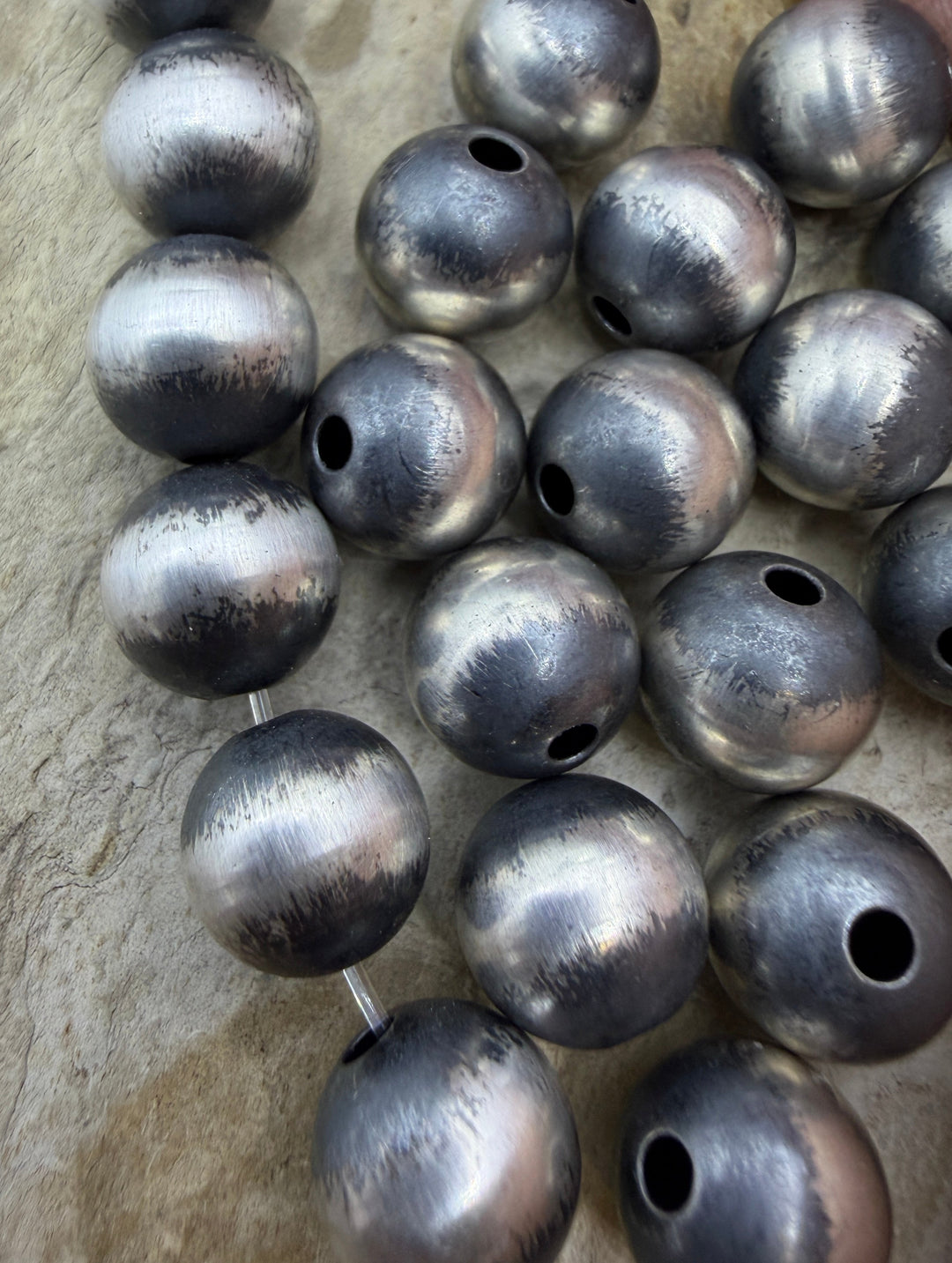 Navajo Style Pearls Sterling Silver BIG 11mm Round Beads