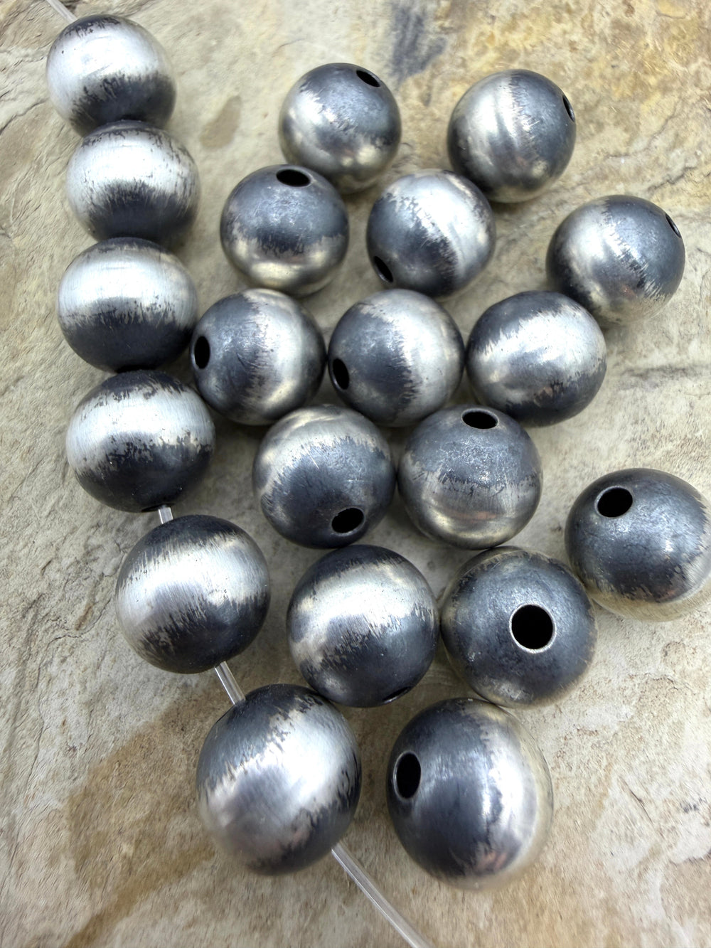 Navajo Style Pearls Sterling Silver BIG 11mm Round Beads