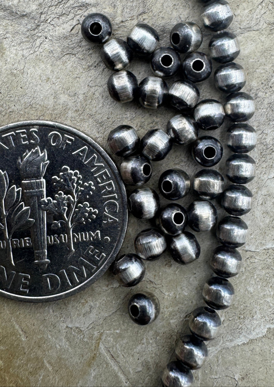 Navajo Style Pearls Sterling Silver Round Beads 3mm (PKG