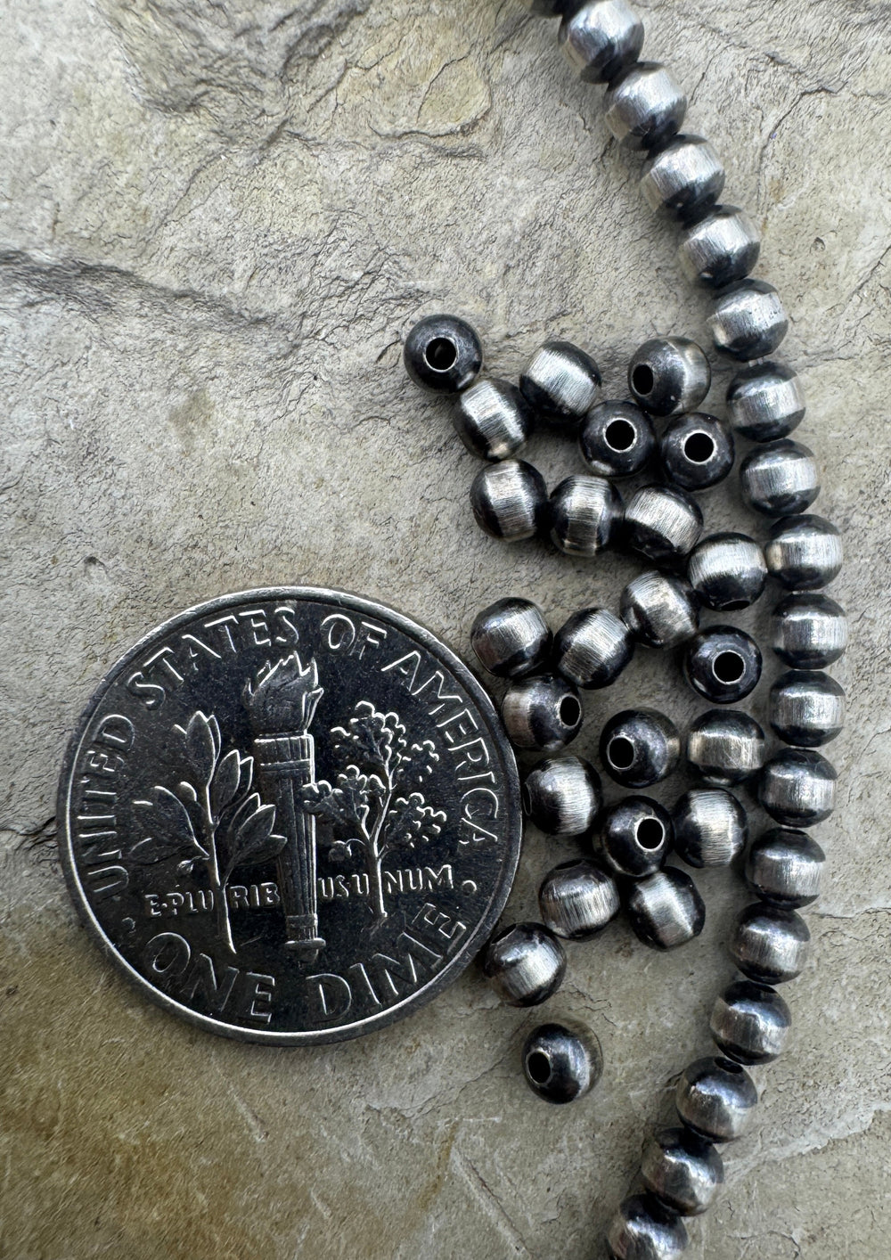 Navajo Style Pearls Sterling Silver Round Beads 3mm (PKG