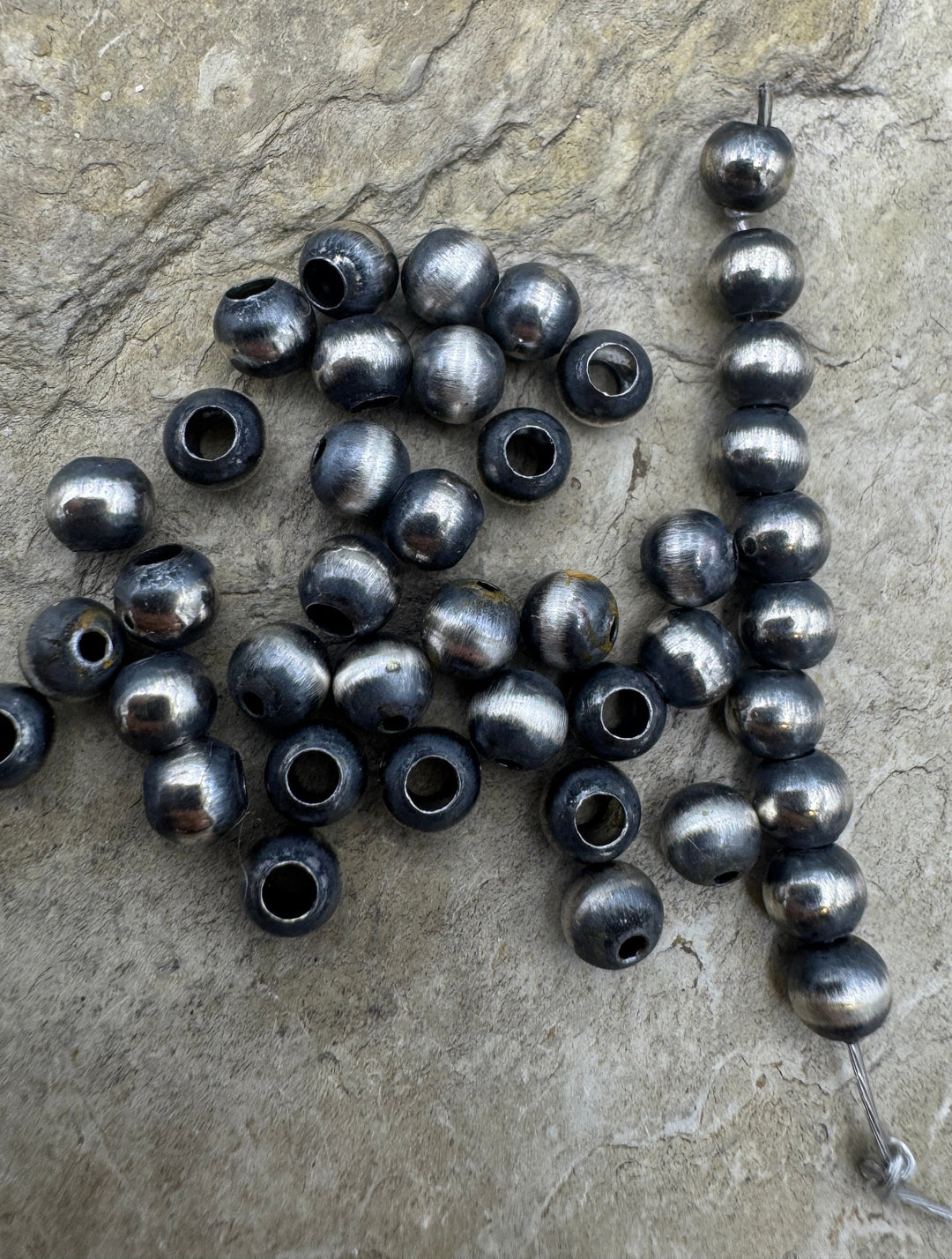 Navajo Style Pearls Sterling Silver Round Beads 4mm (PKG
