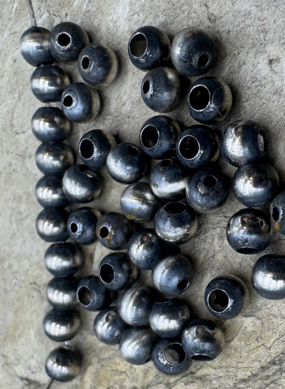 Navajo Style Pearls Sterling Silver Round Beads 4mm (PKG