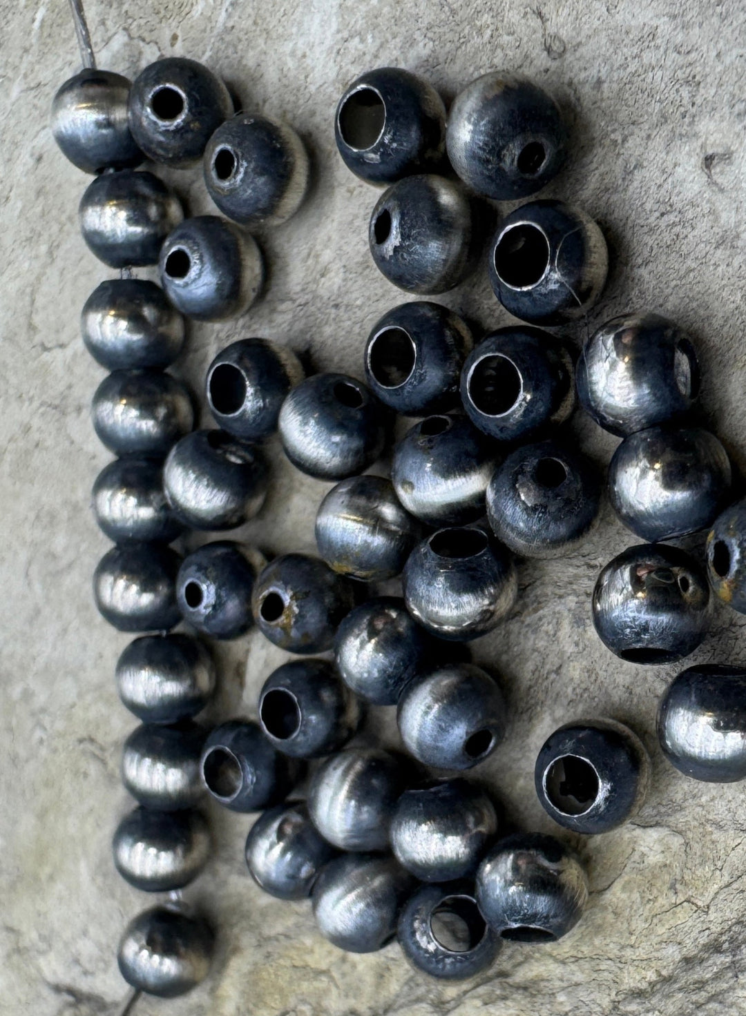 Navajo Style Pearls Sterling Silver Round Beads 4mm (PKG