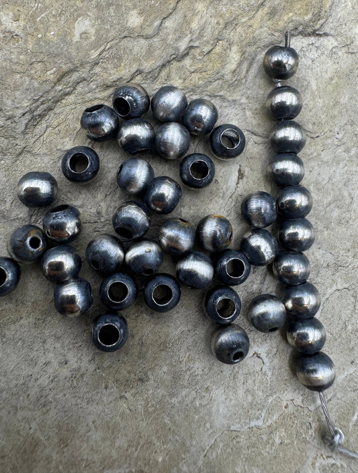 Navajo Style Pearls Sterling Silver Round Beads 4mm (PKG