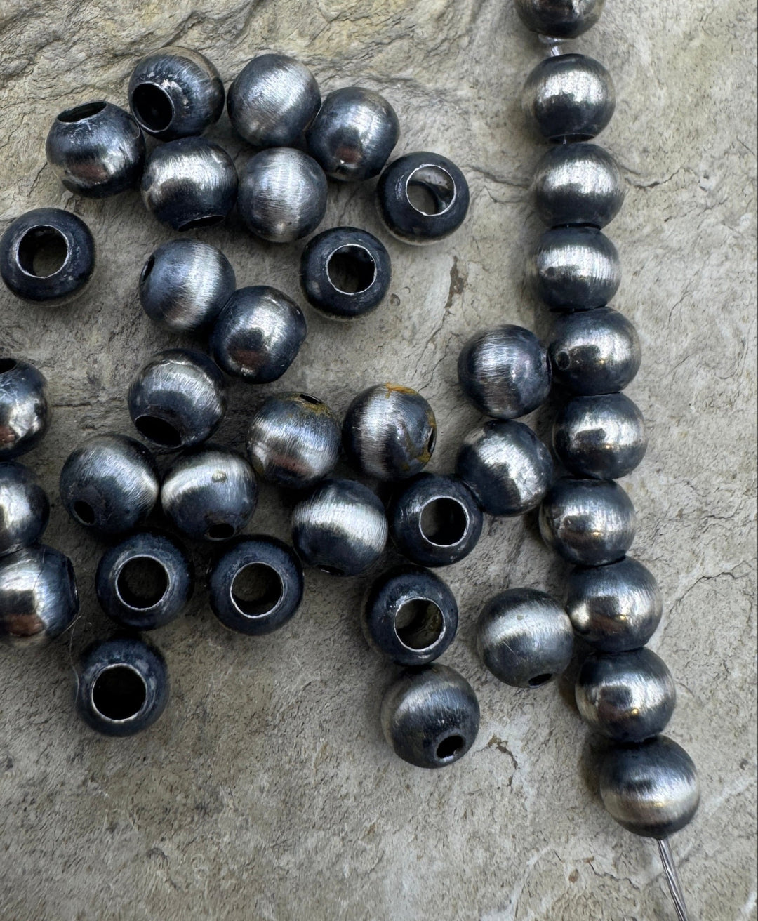 Navajo Style Pearls Sterling Silver Round Beads 4mm (PKG