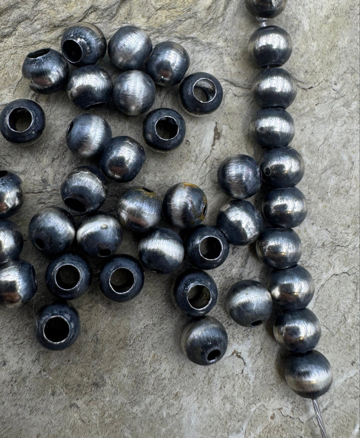 Navajo Style Pearls Sterling Silver Round Beads 4mm (PKG