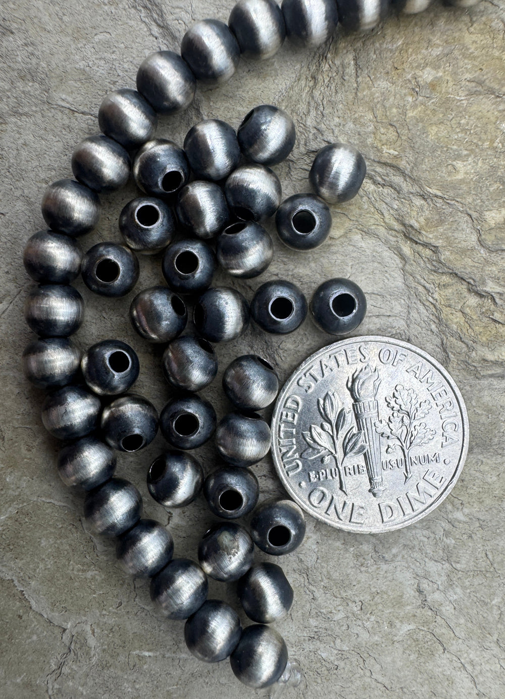 Navajo Style Pearls Sterling Silver Round Beads 5mm (PKG