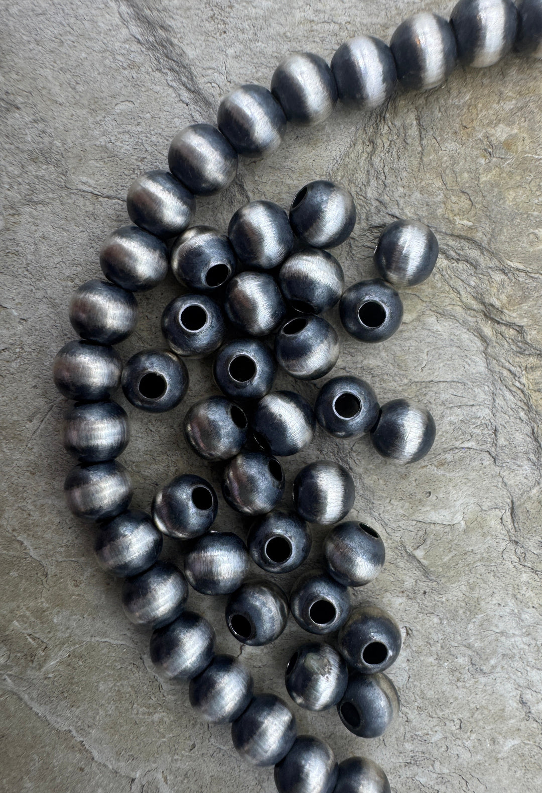 Navajo Style Pearls Sterling Silver Round Beads 5mm (PKG