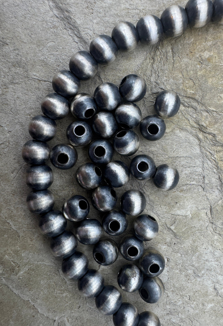 Navajo Style Pearls Sterling Silver Round Beads 5mm (PKG