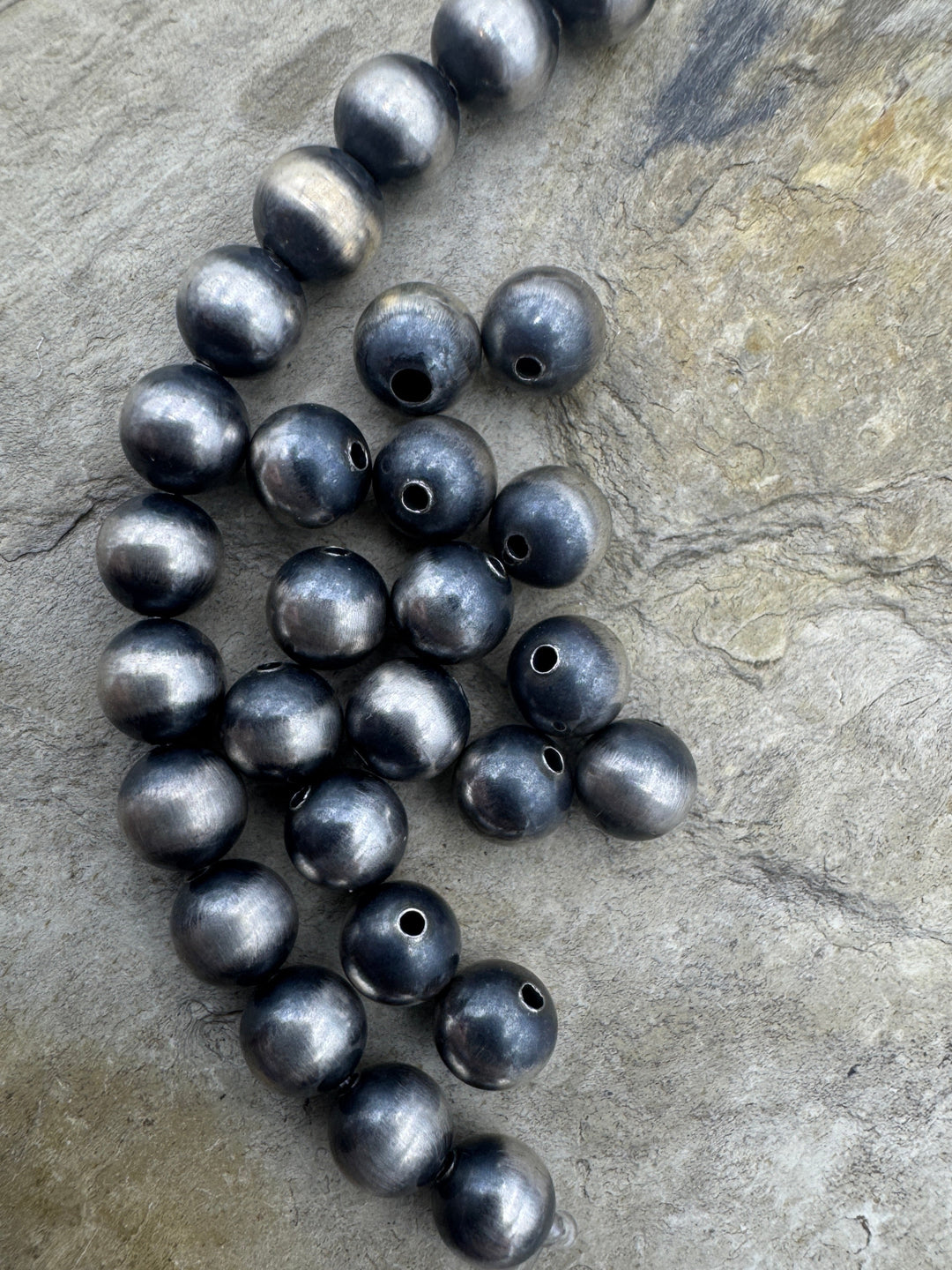 Navajo Style Pearls Sterling Silver Round Beads 6mm (PKG