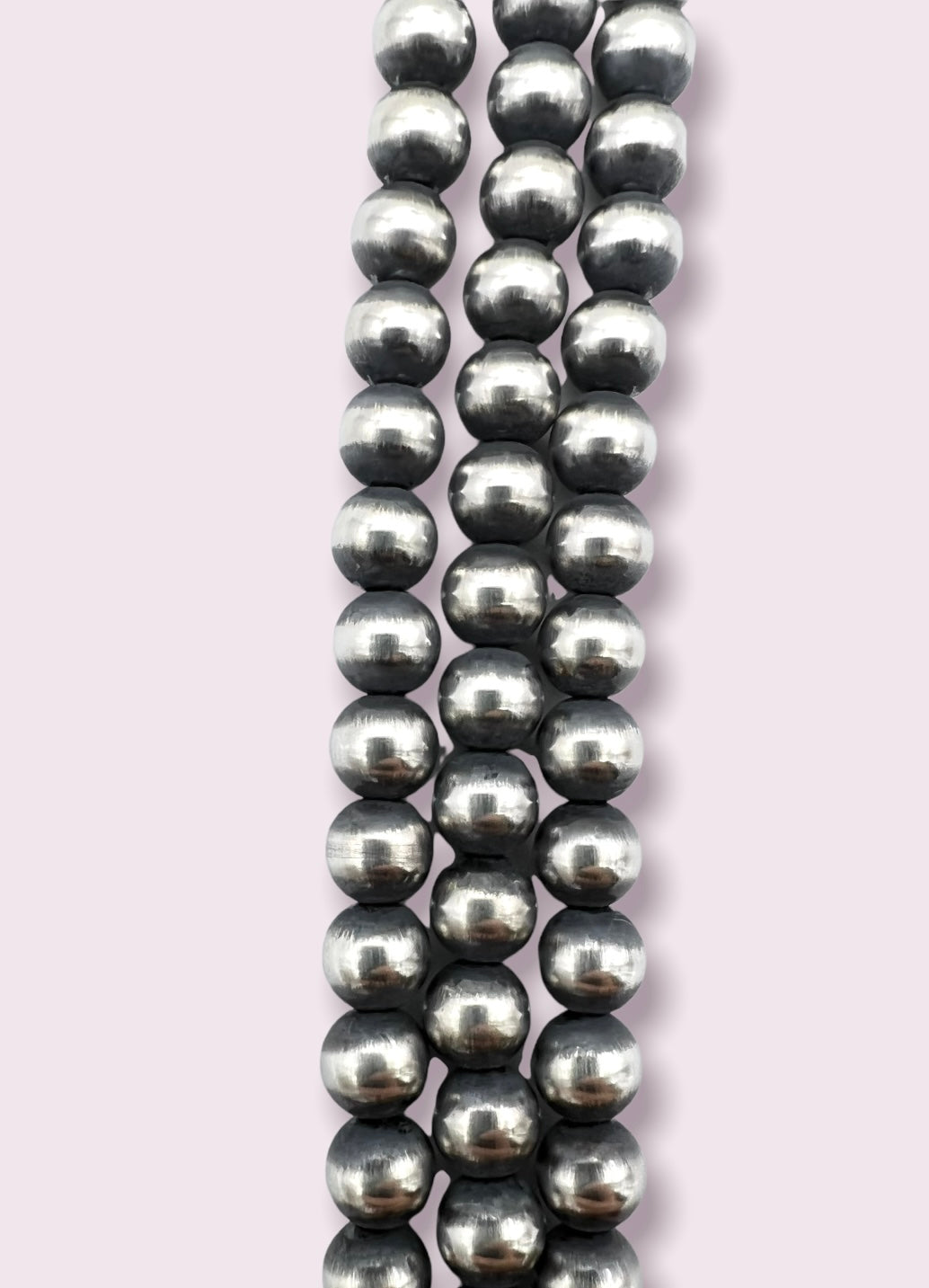Navajo Style Pearls Sterling Silver Round Beads 6mm (PKG