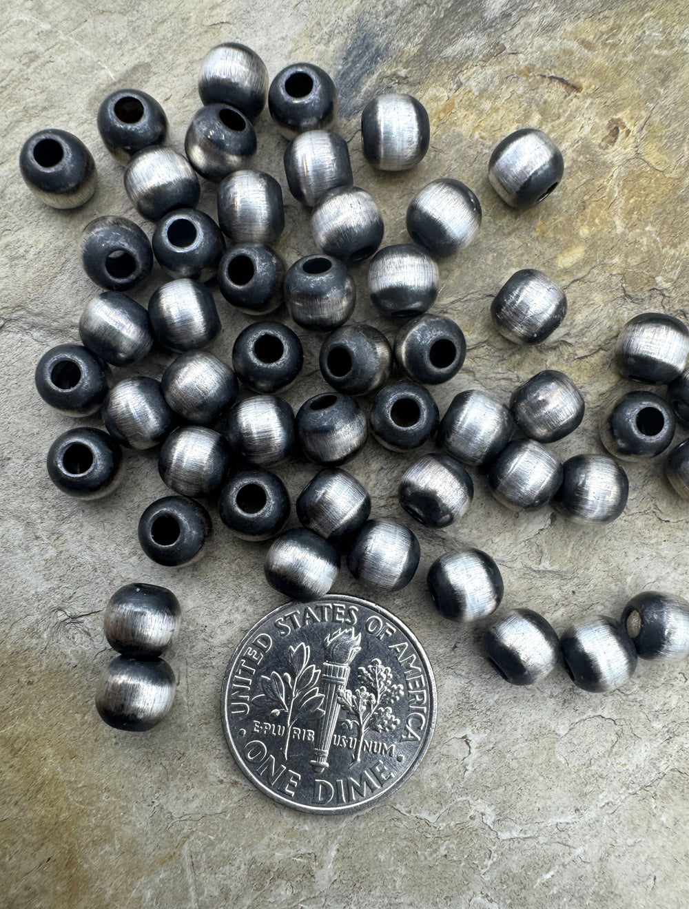 Navajo Style Pearls Sterling Silver Round Beads 6mm (PKG