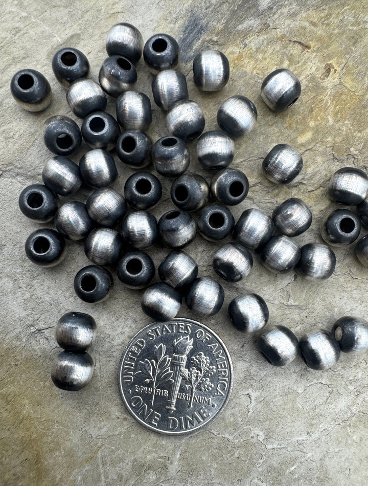 Navajo Style Pearls Sterling Silver Round Beads 6mm (PKG