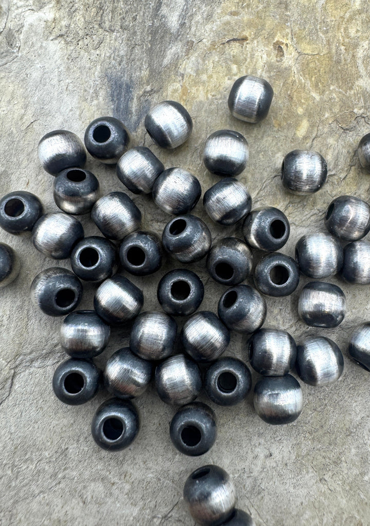 Navajo Style Pearls Sterling Silver Round Beads 6mm (PKG