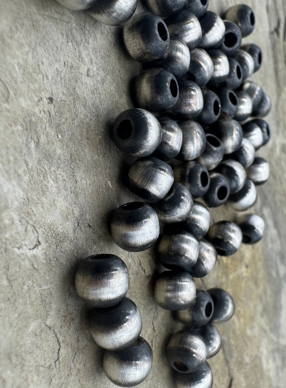 Navajo Style Pearls Sterling Silver Round Beads 6mm (PKG