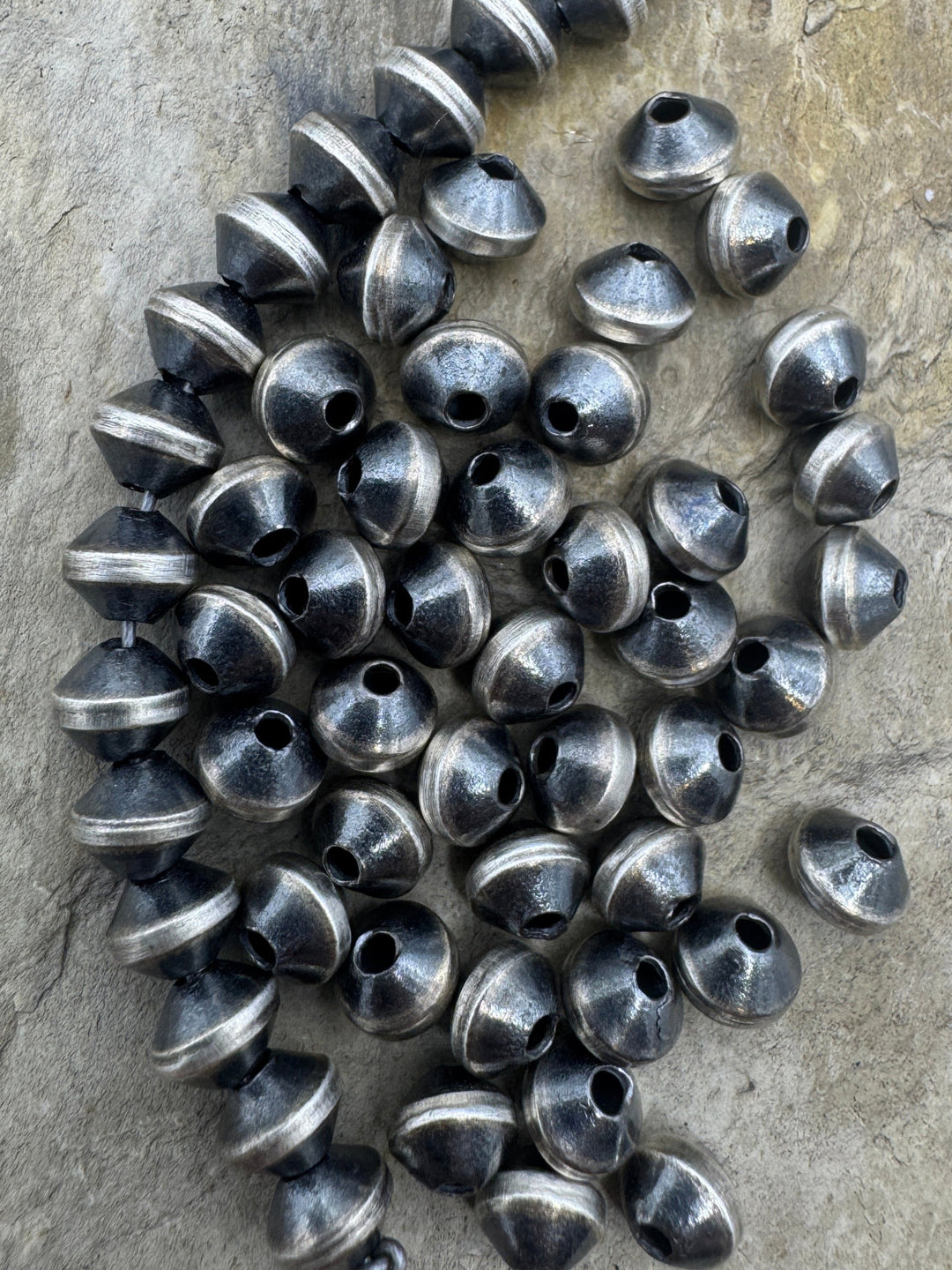 Navajo Style Pearls Sterling Silver Thick Saucer/Bi-cone