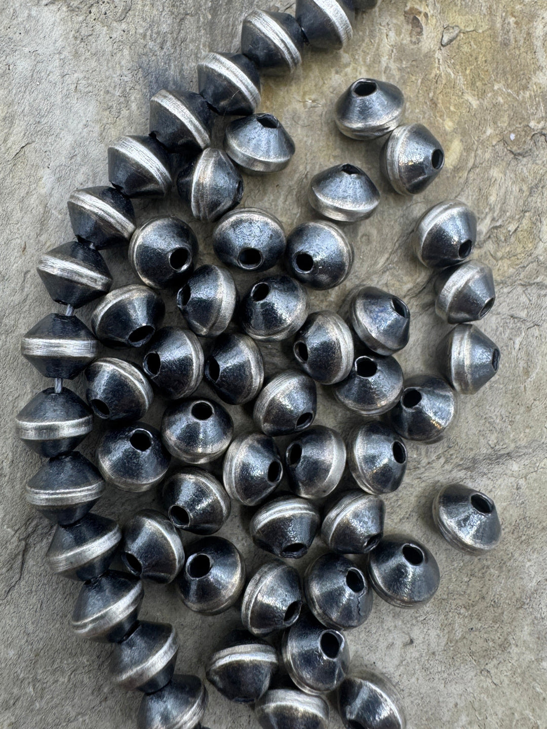 Navajo Style Pearls Sterling Silver Thick Saucer/Bi-cone