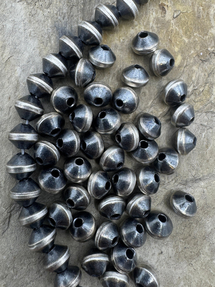 Navajo Style Pearls Sterling Silver Thick Saucer/Bi-cone