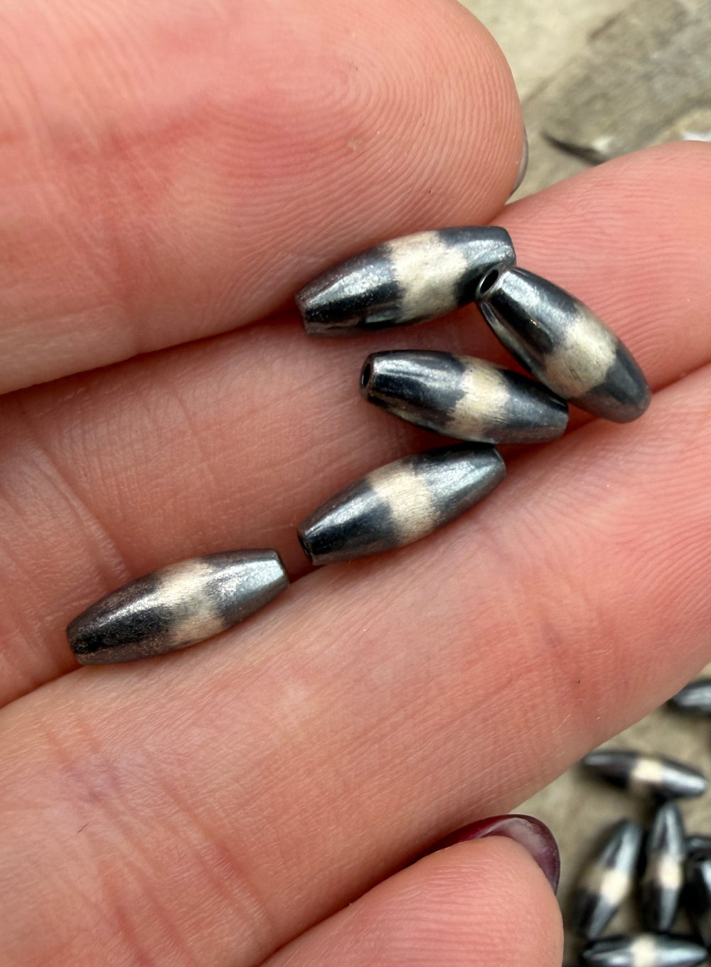 Navajo Style Torpedo Pearls Sterling Silver 4x10mm Package