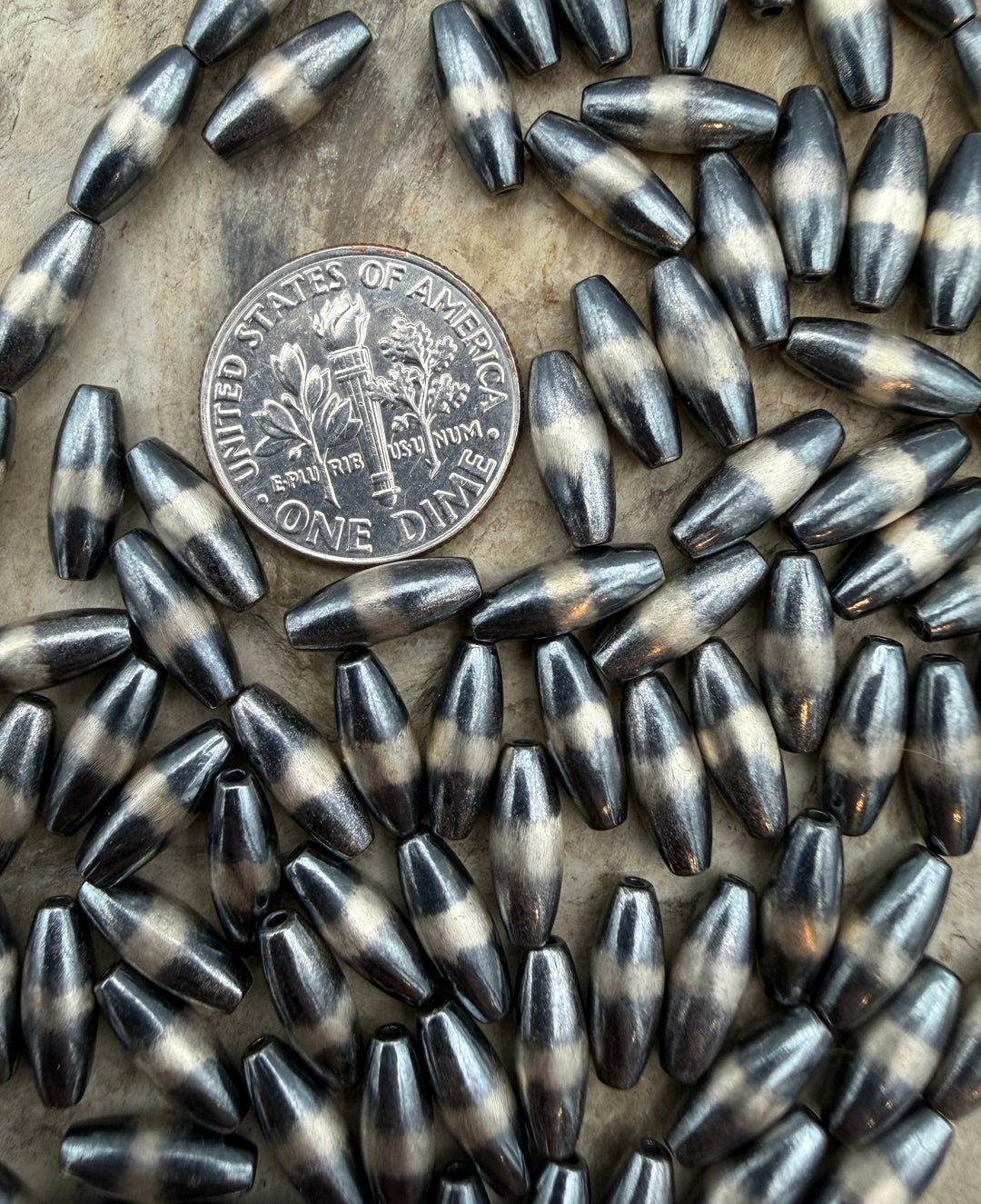 Navajo Style Torpedo Pearls Sterling Silver 4x10mm Package