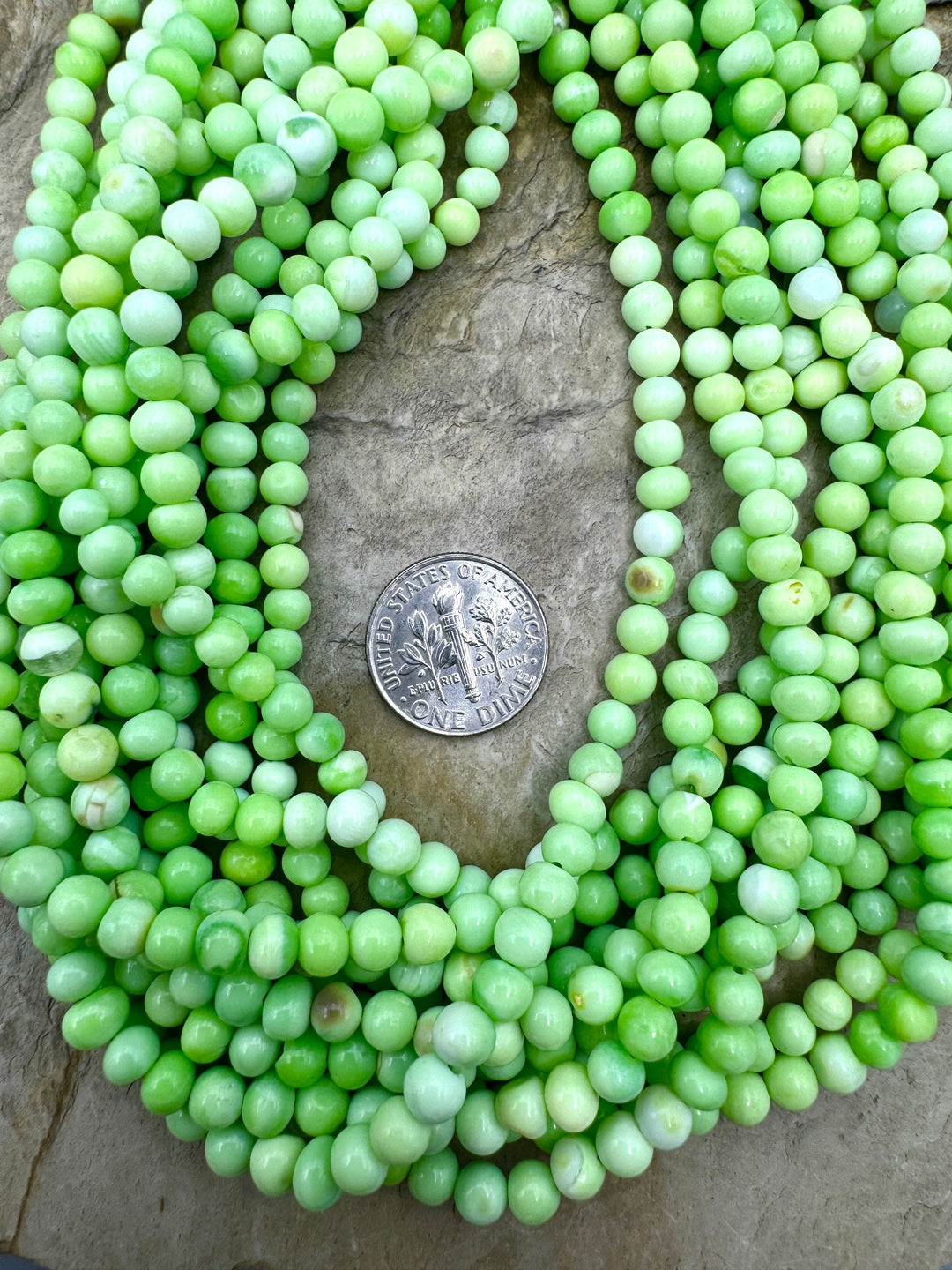 Neon Green Opal (Dyed) 5-6mm Rounded Nugget Beads 16 Inch